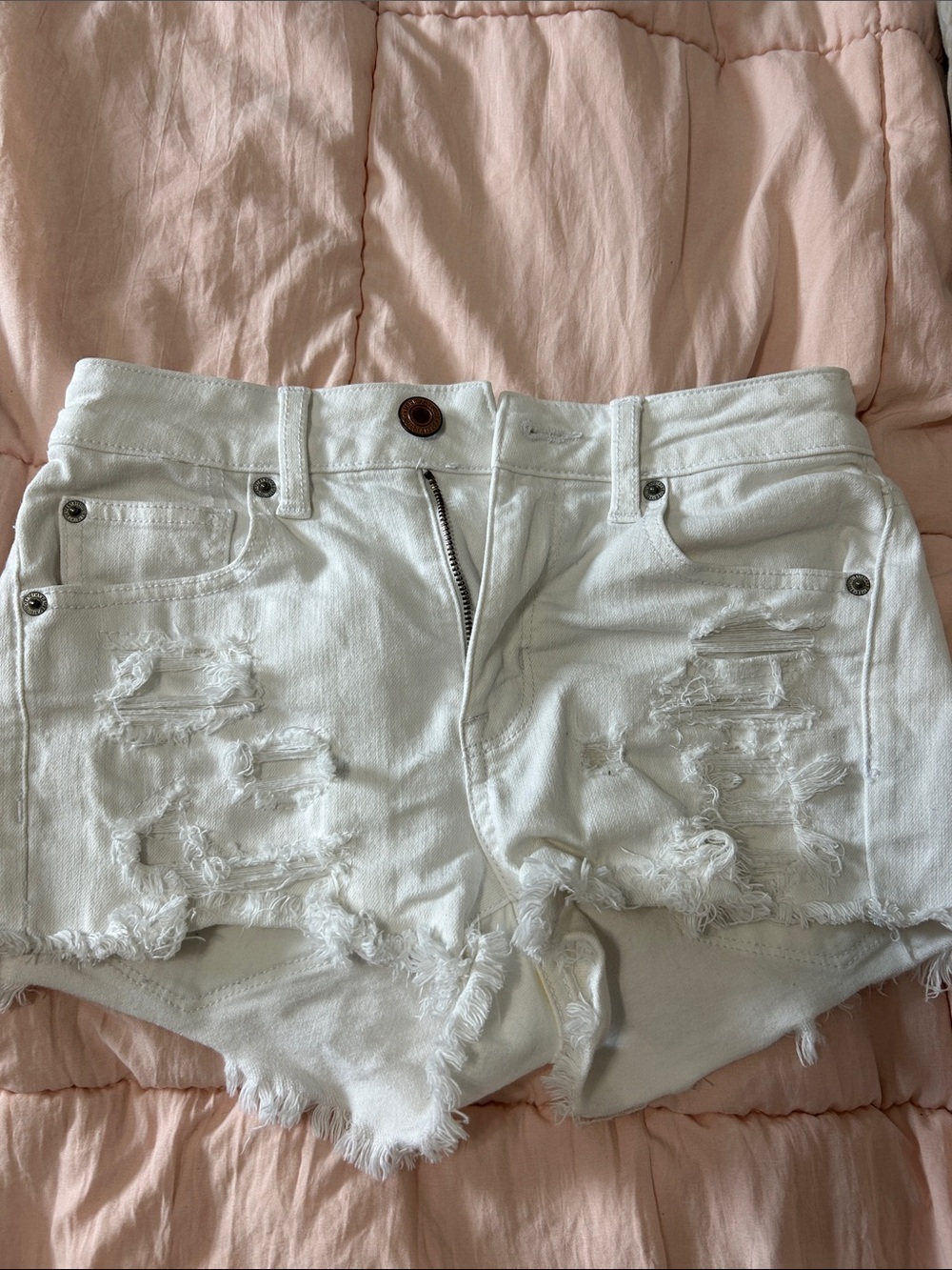AE Distressed White Women's Denim Shorts